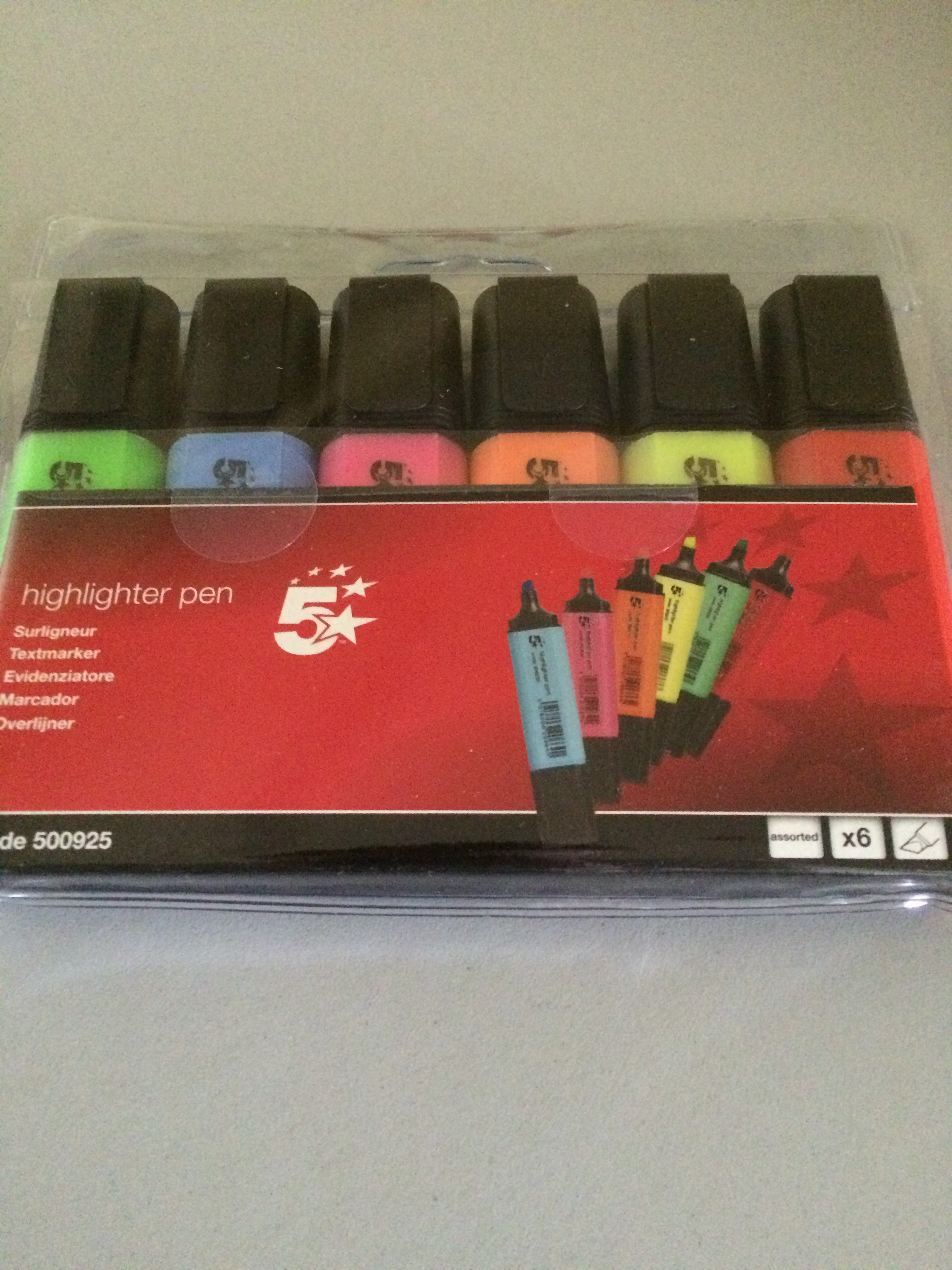 ASSORTED HIGHLIGHTERS PK 6(500925)