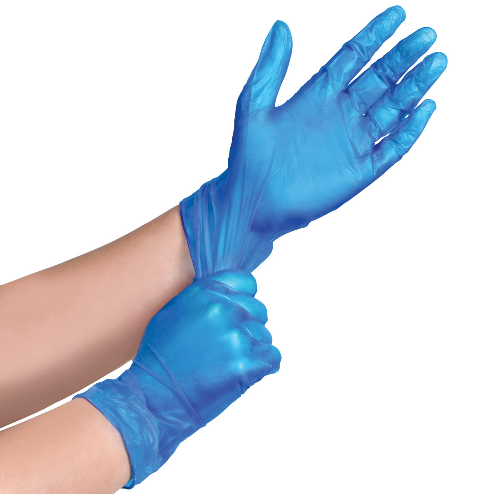 Blue Vinyl P/F Medium Gloves Pk100
