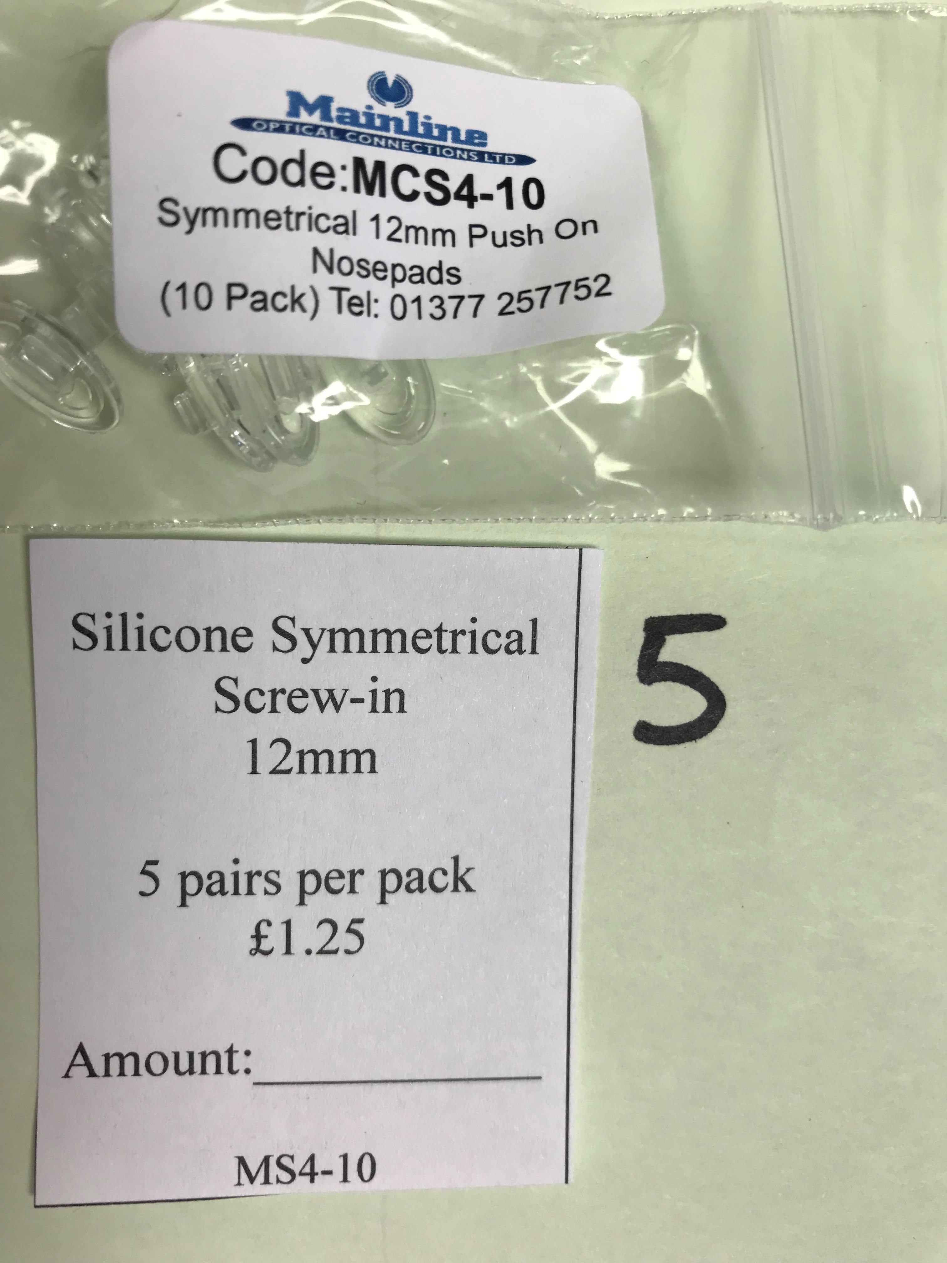 SILICONE SYM SCREW IN PADS 12mm No. 5