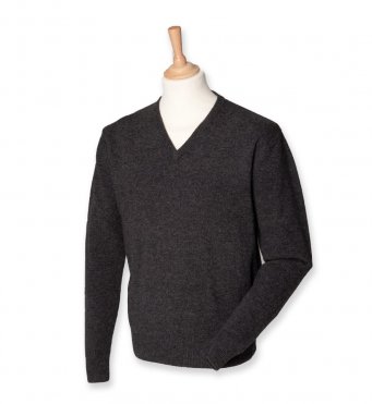Henbury Lambswool Sweater Charcola Mediu