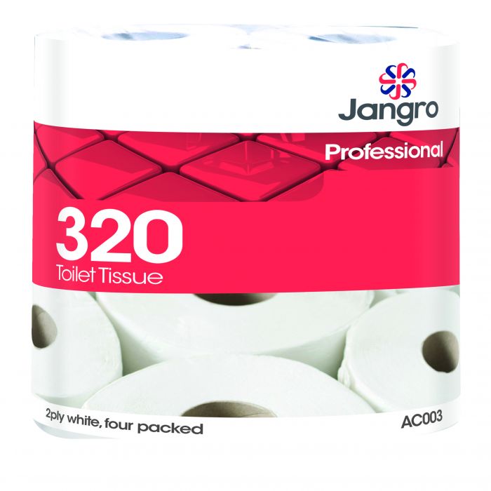 320 Sheet Toilet Roll. 4 Pack. 2 ply