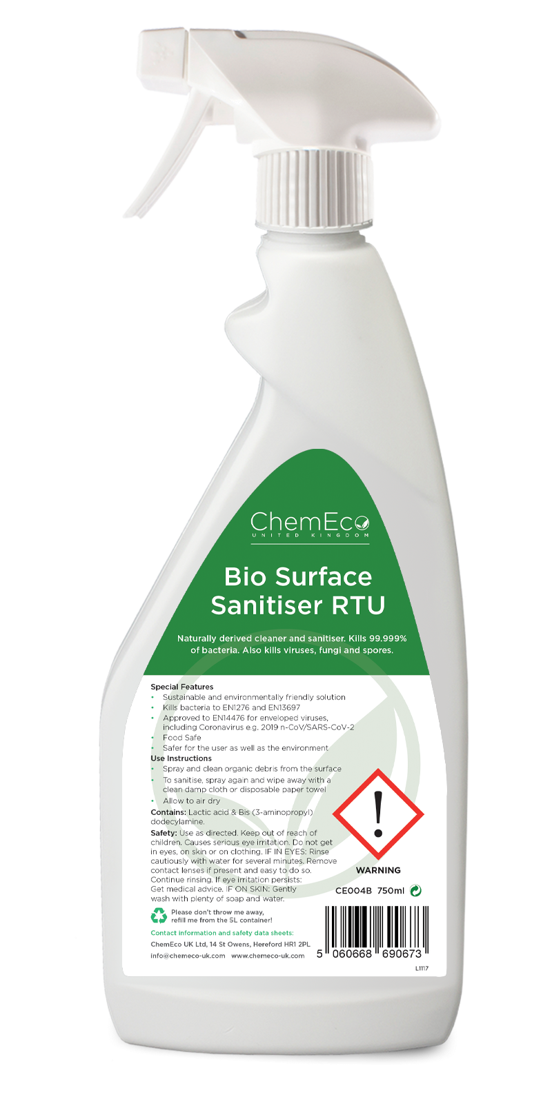 Bio Surface Sanitiser 750ml x 1 Net Carbon Zero