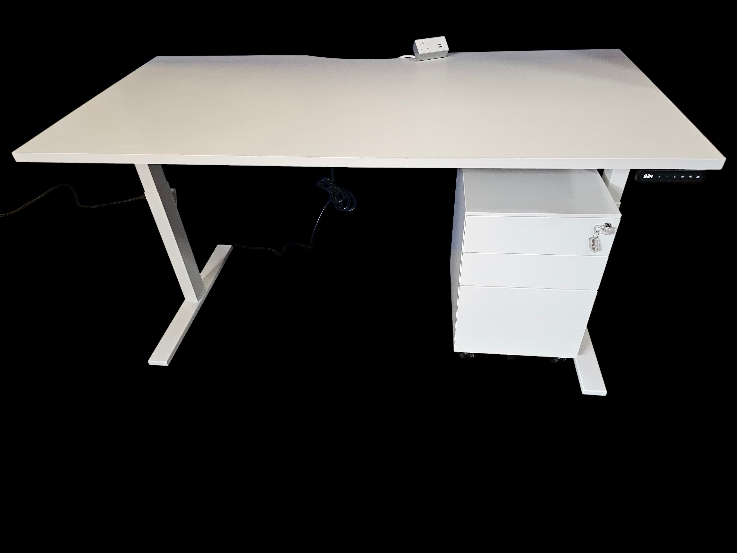 SIT/STAND DESK WHITE WITH OR WITHOUT PED